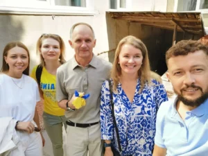In Chernihiv: representative of the Education department, Iryna Semenchuk, director of school No. 12, Olena Chyzhova and Serhii Dikalov